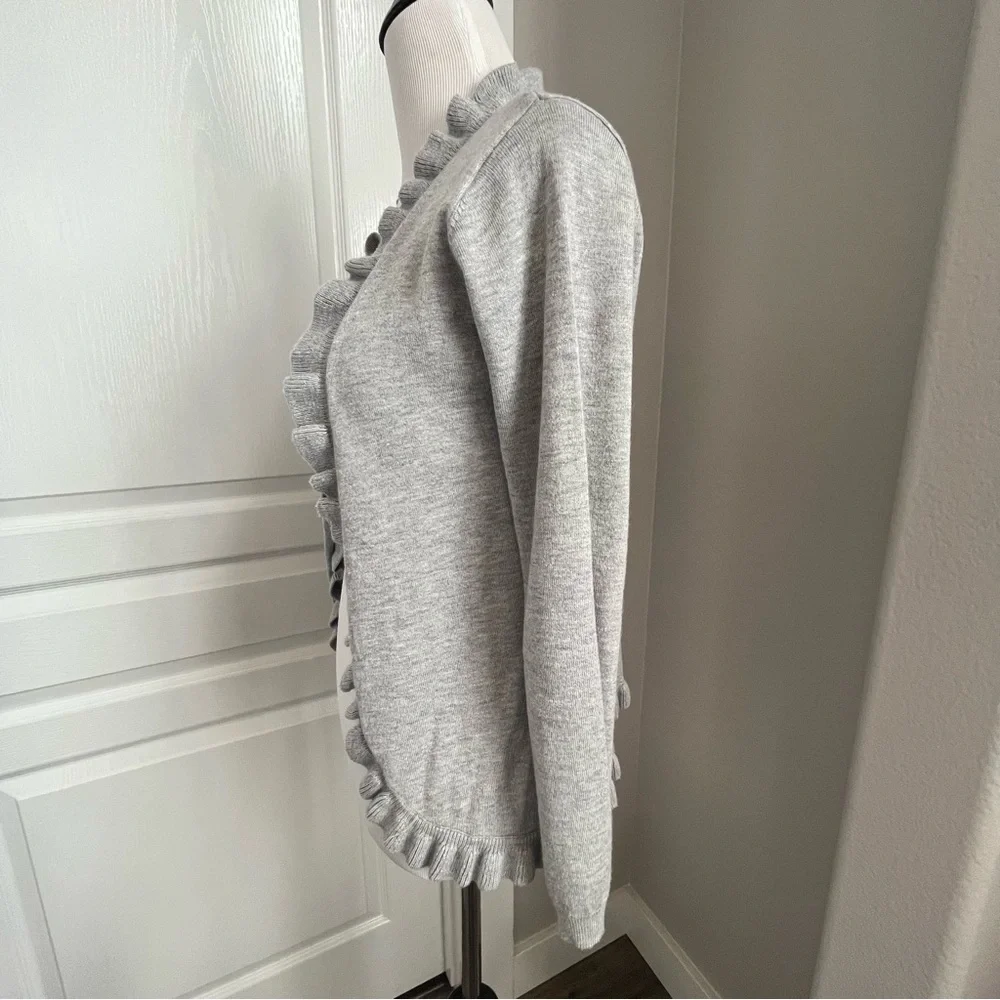 Girls ruffled gray cardigan. - Picture 6 of 6